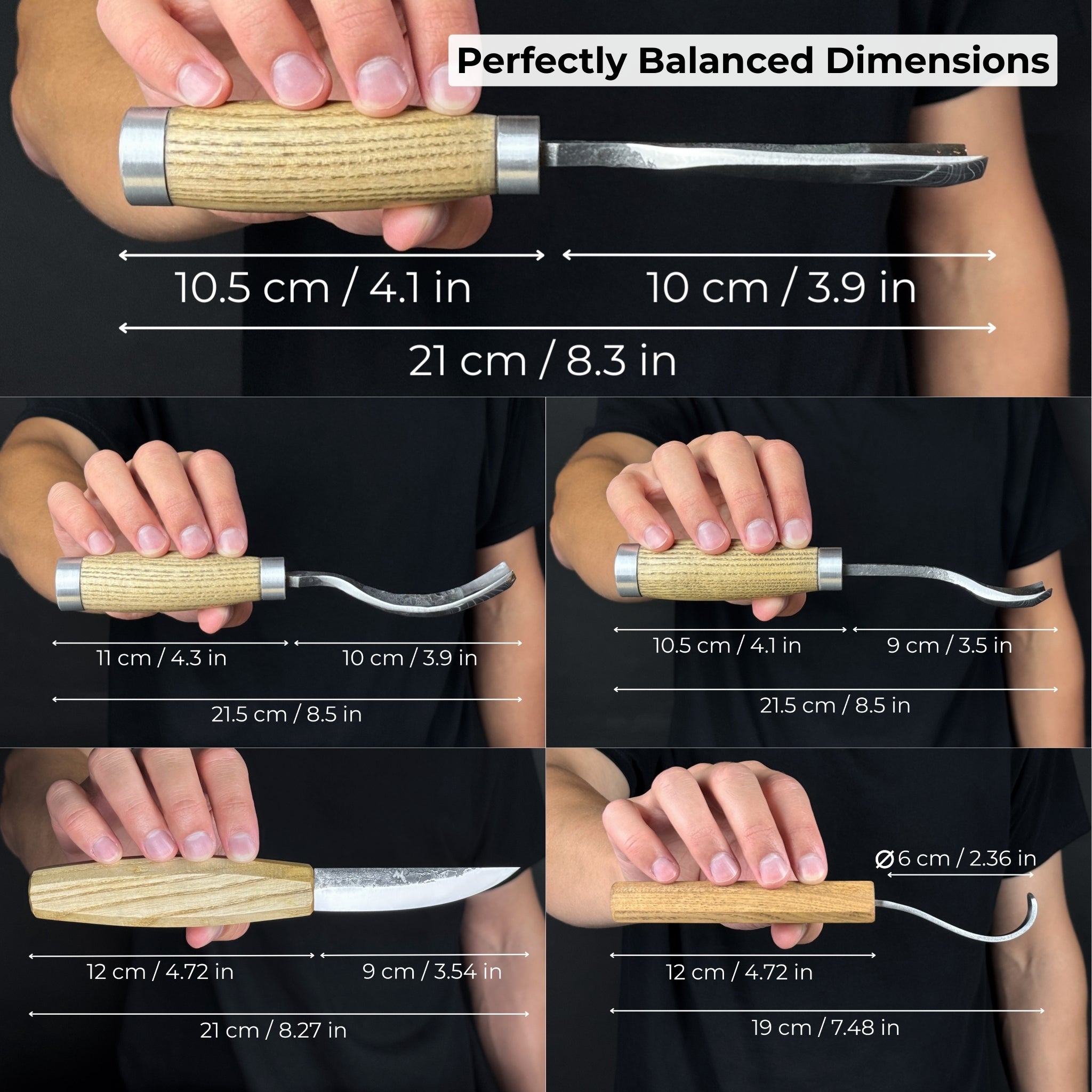 5-Piece Spoon & Bowl Carving Tool Set with Leather Sheath