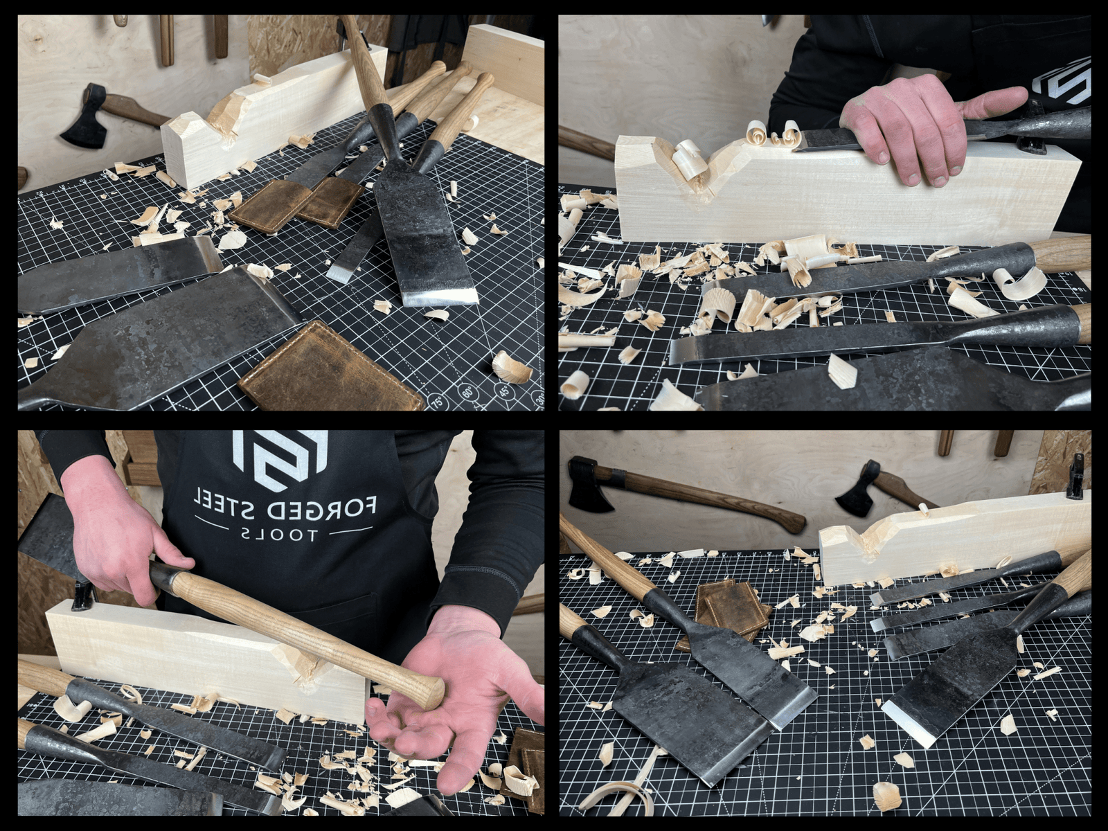 7-Piece Long Timber Framing Chisel Set - Sharky Forged Steel Tools