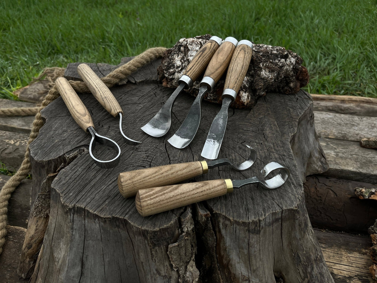 Jeu De 11 Outils De Sculpture Sur Bois Forgés à La Main - Acier Au Carbone 52100, Neuf