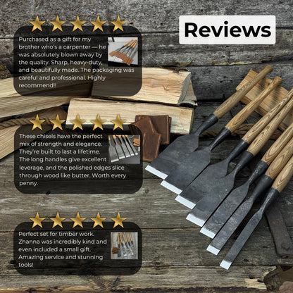 7 - Piece Long Timber Framing Chisel Set - 10