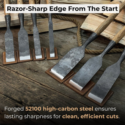 7 - Piece Long Timber Framing Chisel Set - 2