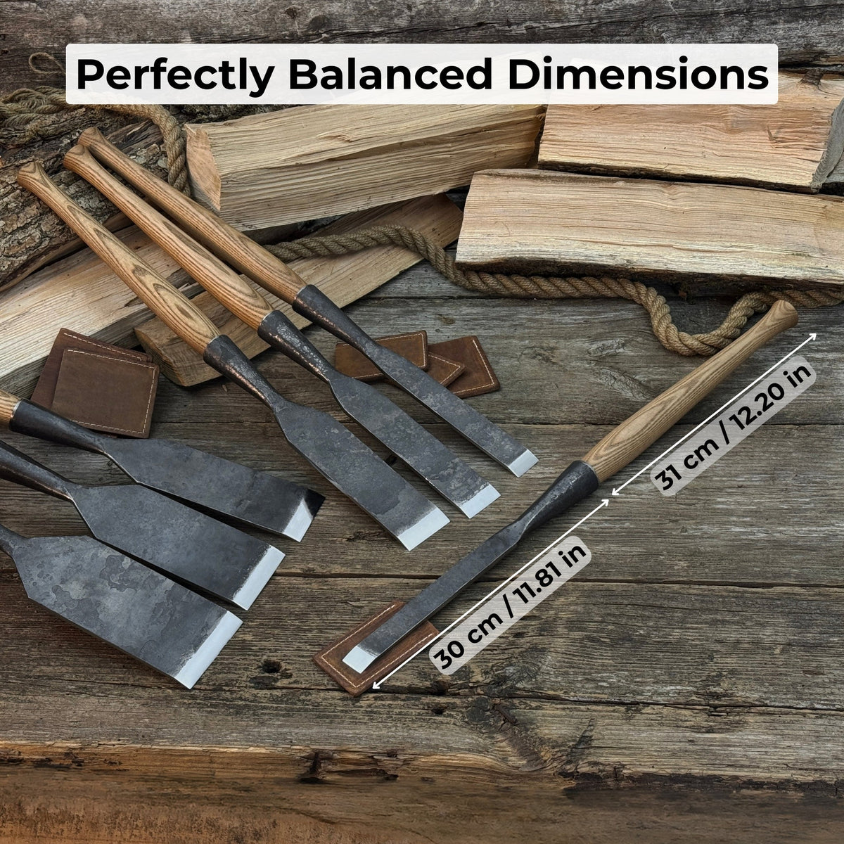 7-Piece Long Timber Framing Chisel Set - Sharky Forged Steel Tools