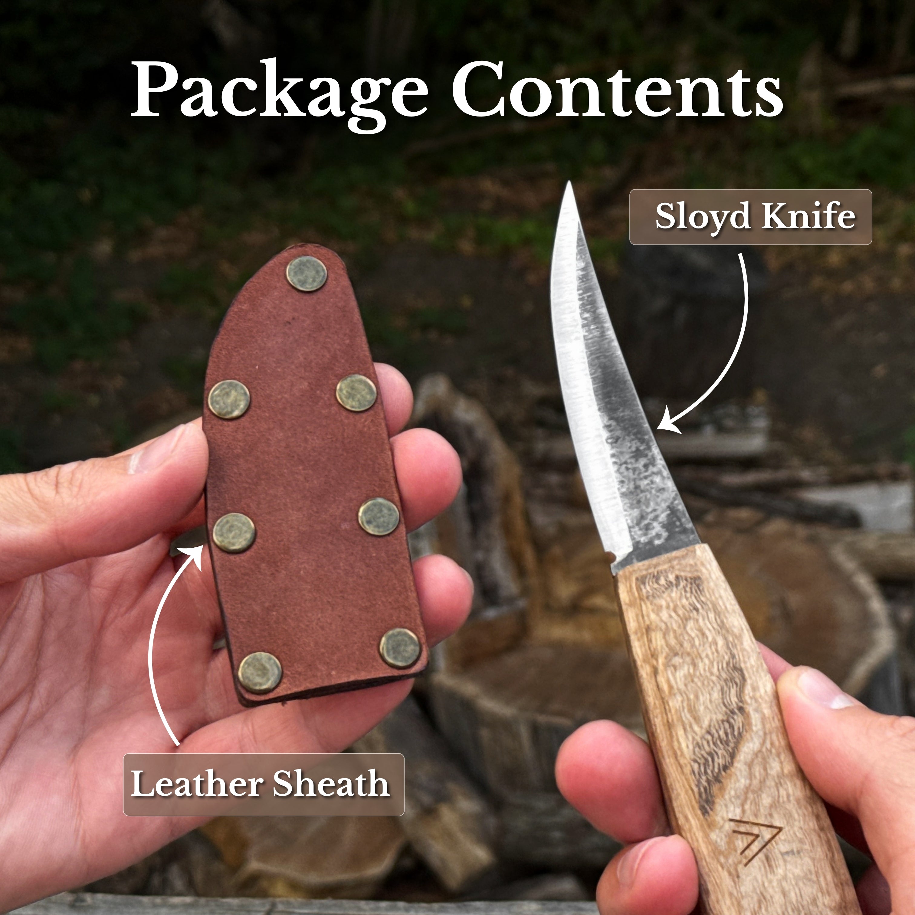 Sloyd Carving Knife with Leather Sheath, Blade 9 cm (3.54 inches)
