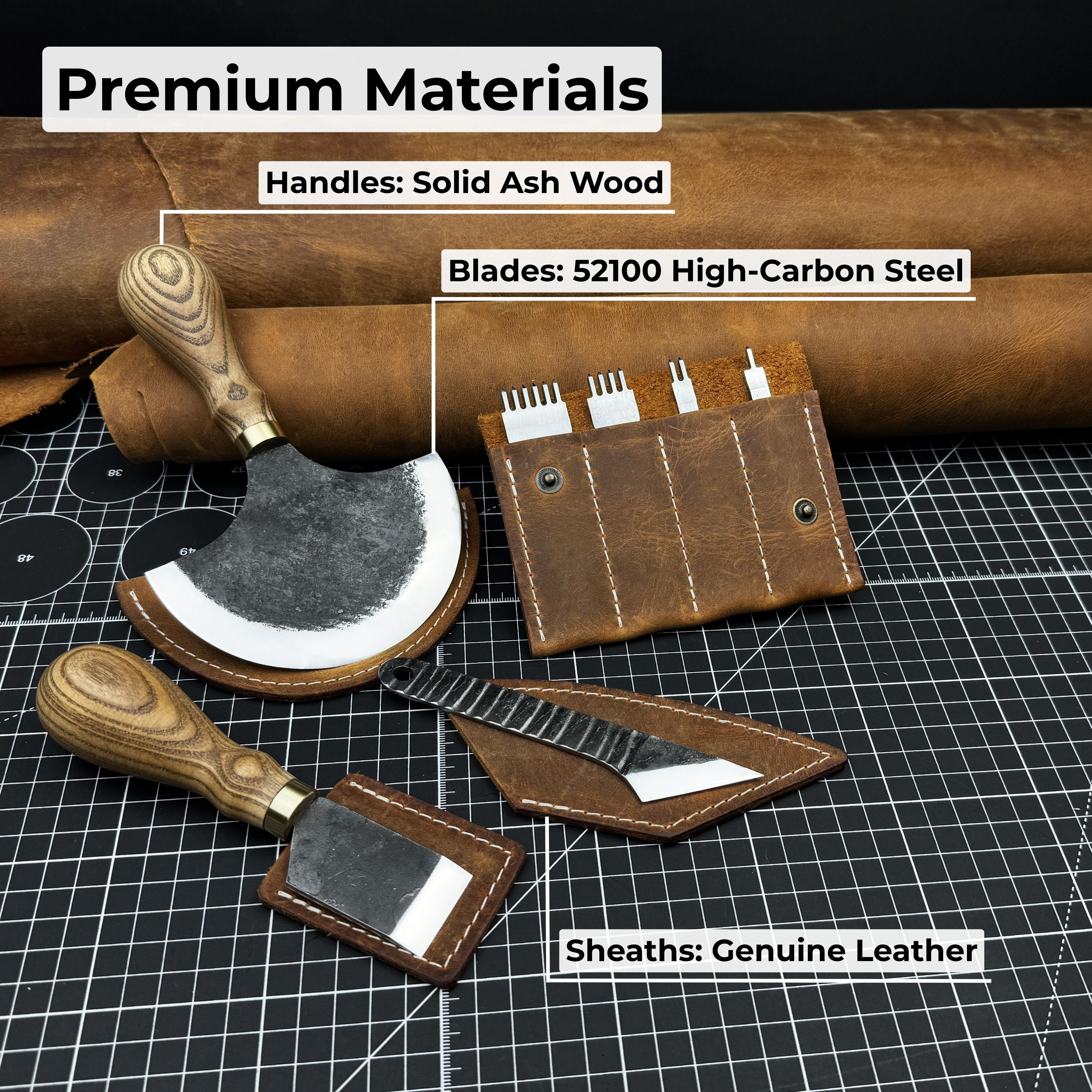 4-Piece Leatherworking Tool Set with Leather Sheaths