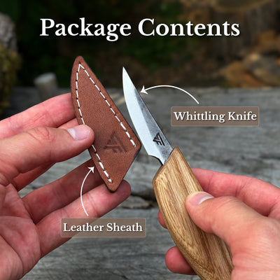 Whittling Sloyd Knife with Leather Sheath, 5.5 cm (2.16 inches)