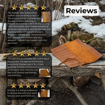 8 Pocket Leather Chisel Roll - 7