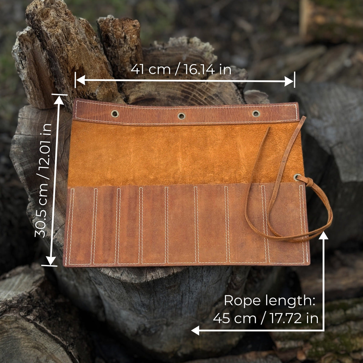 8 Pocket Leather Chisel Roll - Sharky Forged Steel Tools