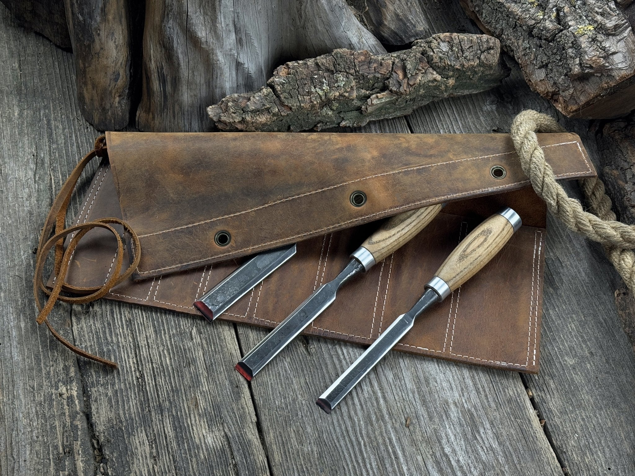 8 Pocket Leather Chisel Roll - 3