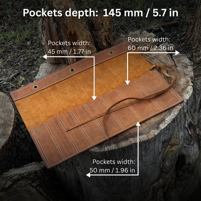 8 Pocket Leather Chisel Roll - 4