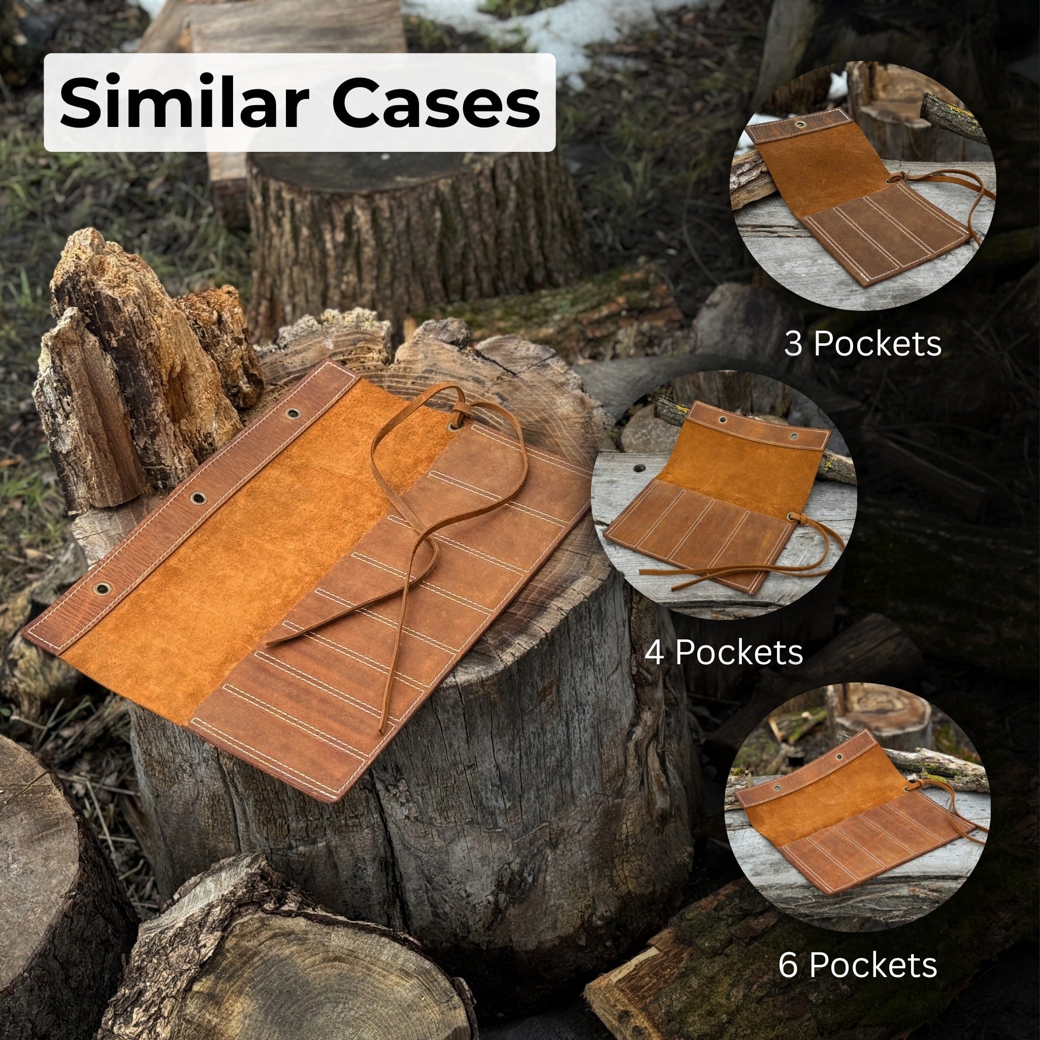 8 Pocket Leather Chisel Roll - 8