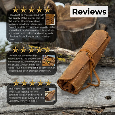 8 Pocket Leather Tool Roll - 11