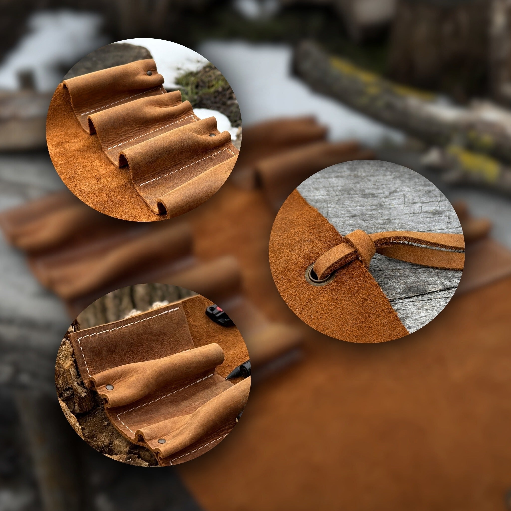 8 Pocket Leather Tool Roll - 7