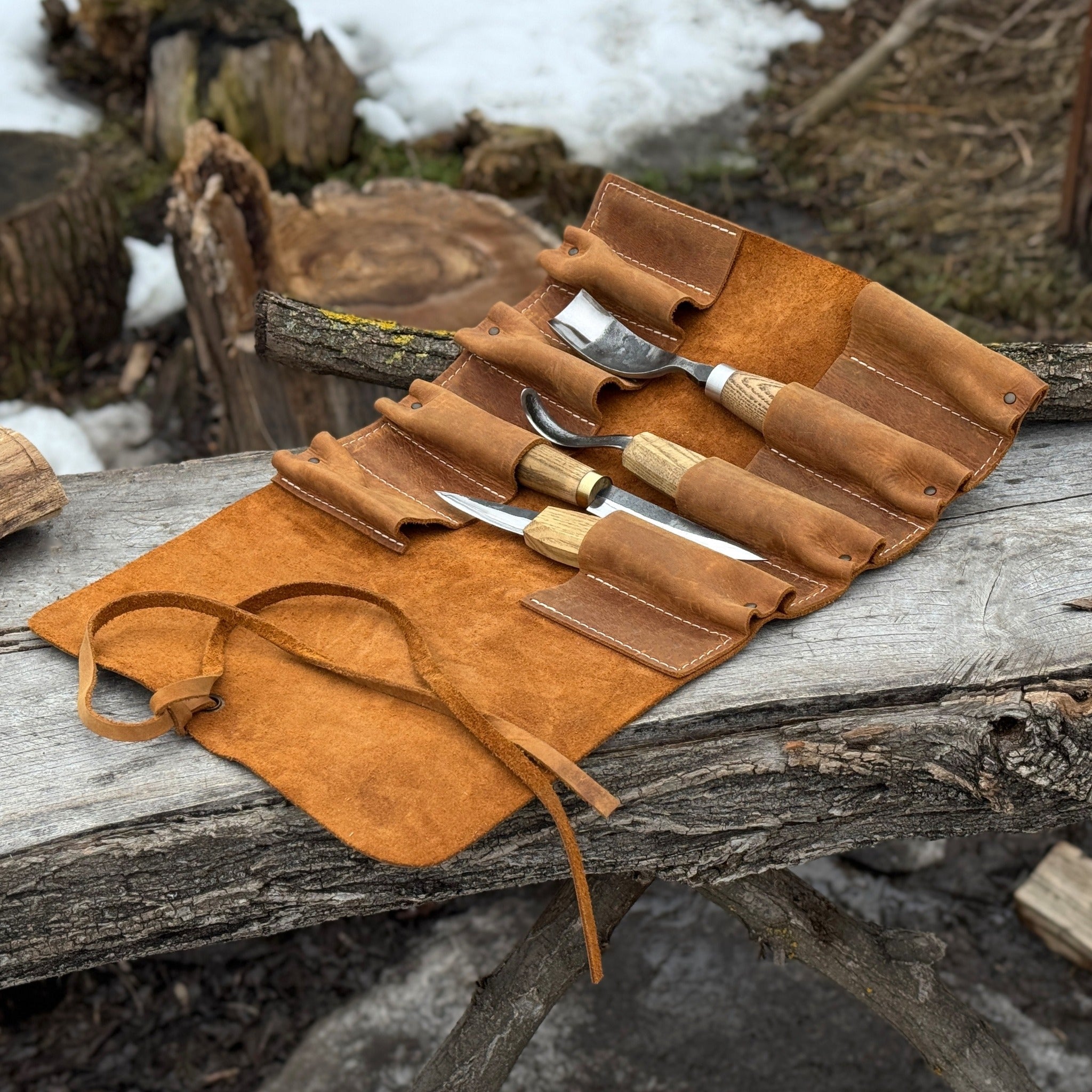 8 Pocket Leather Tool Roll - 13