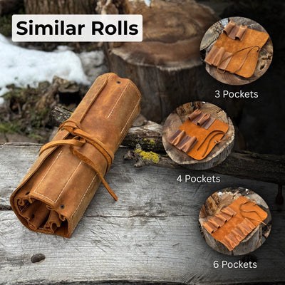 8 Pocket Leather Tool Roll - 12