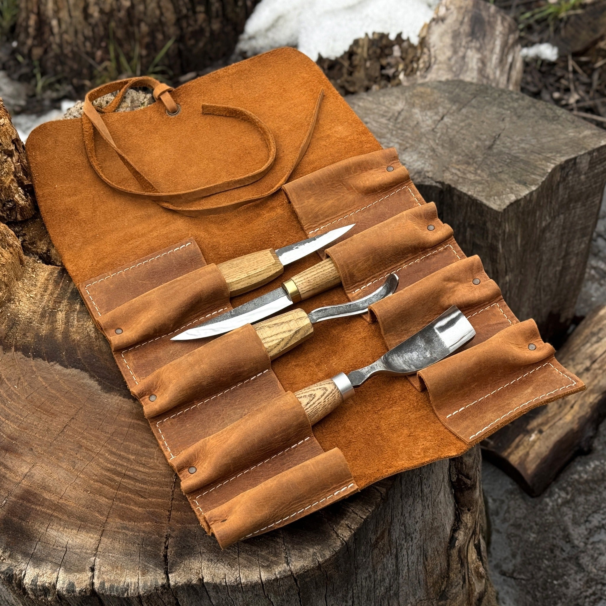 8 Pocket Leather Tool Roll - 17