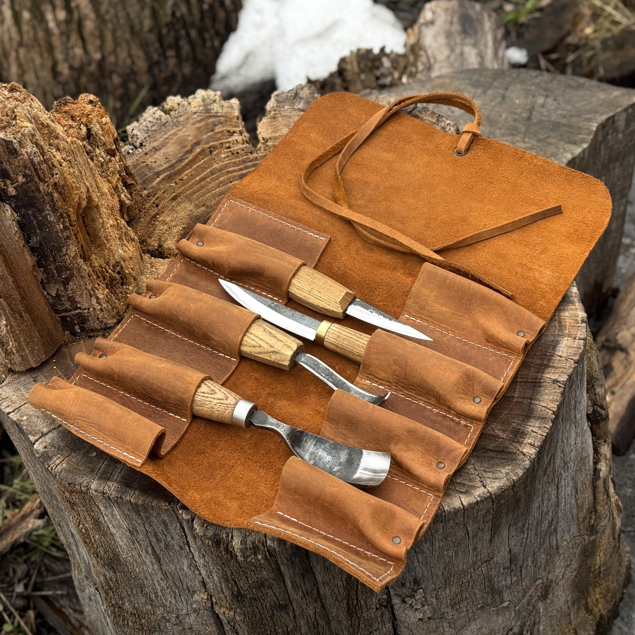 8 Pocket Leather Tool Roll - 21