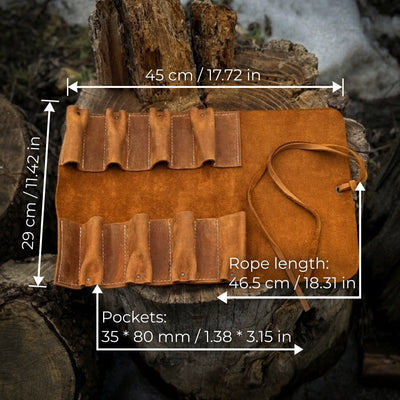 8 Pocket Leather Tool Roll - 4