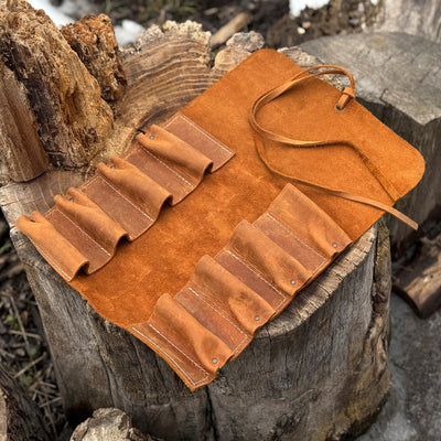 8 Pocket Leather Tool Roll - 15