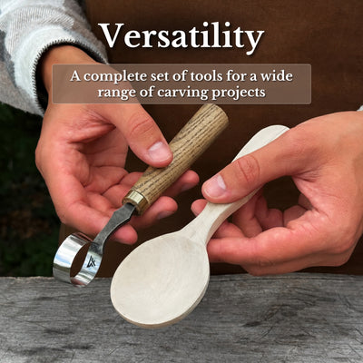 Ensemble d'outils de sculpture sur cuillère 2 pièces avec étui en cuir