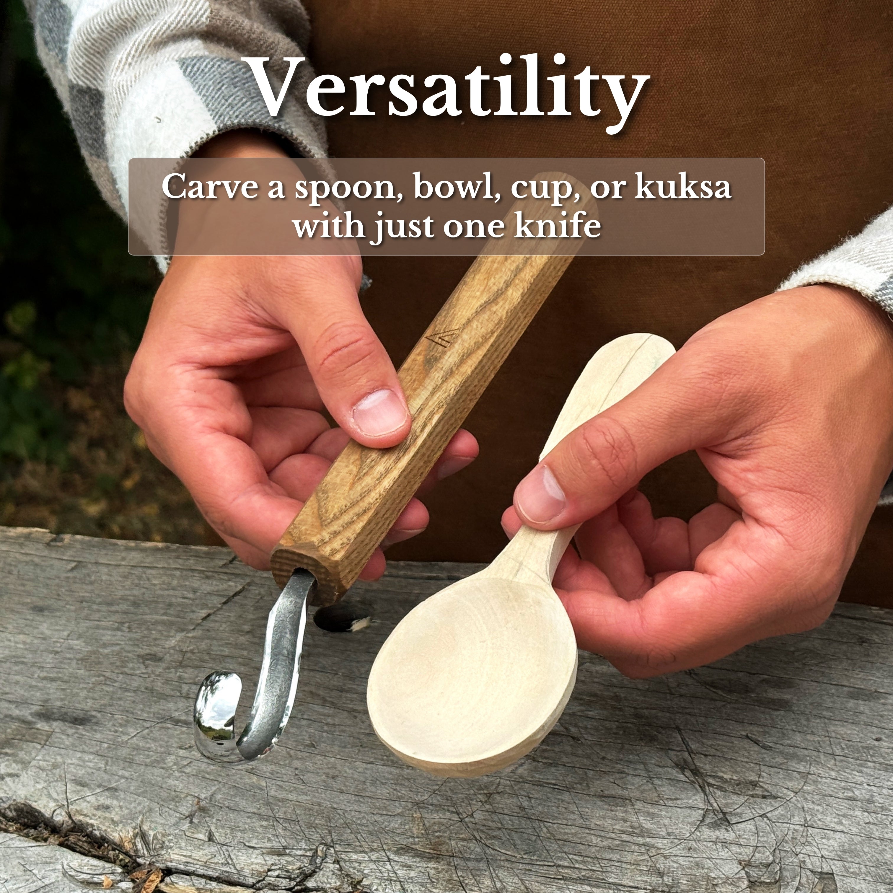 Spoon Carving Hook Knife with Leather Sheath, ⌀ 5.5 cm (2.16 inches)