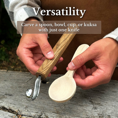 Spoon Carving Hook Knife with Leather Sheath, ⌀ 5.5 cm (2.16 inches)
