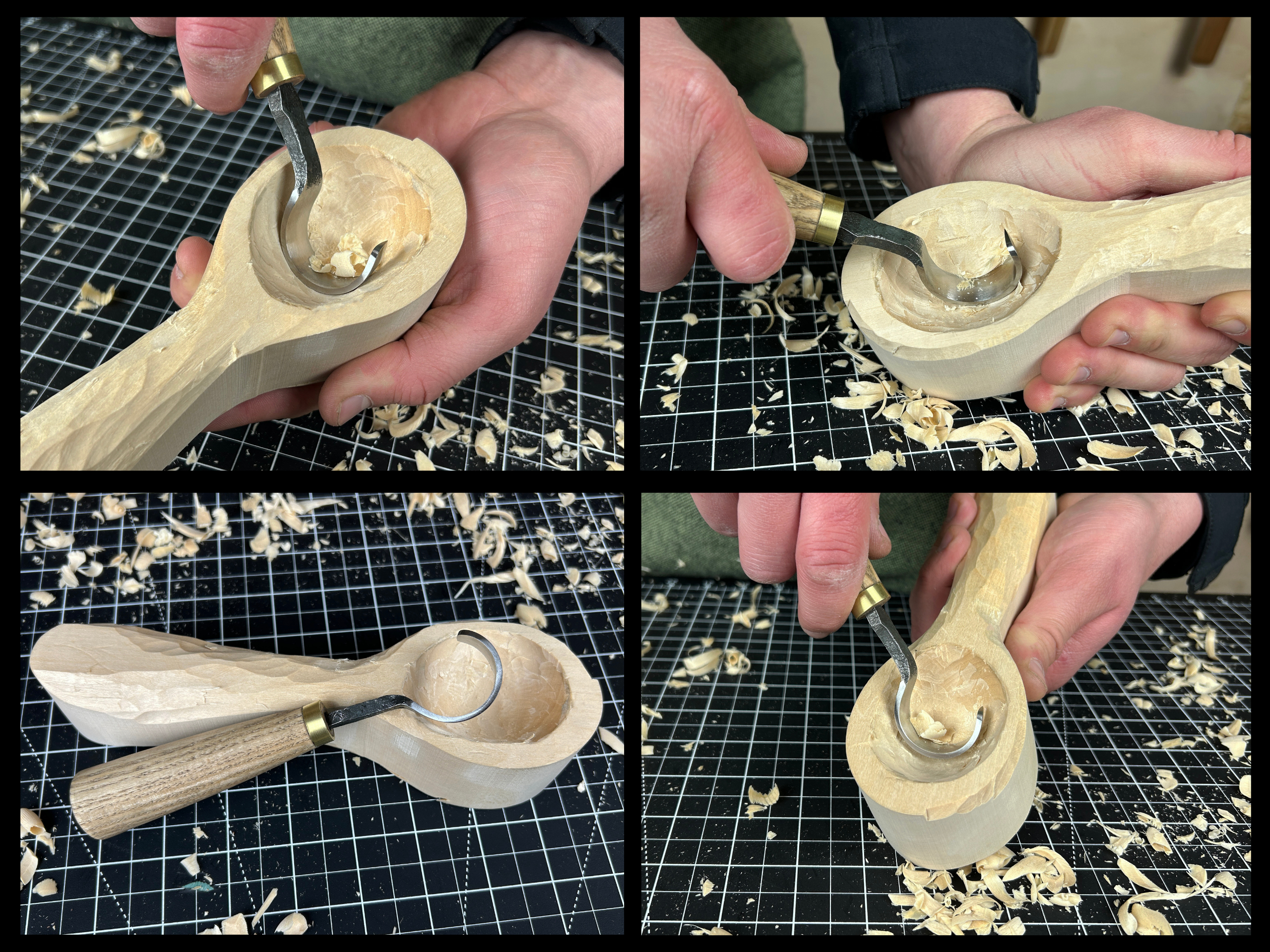 Couteau à crochet à découper en cuillère. Outil de sculpture sur bois forgé à la main.