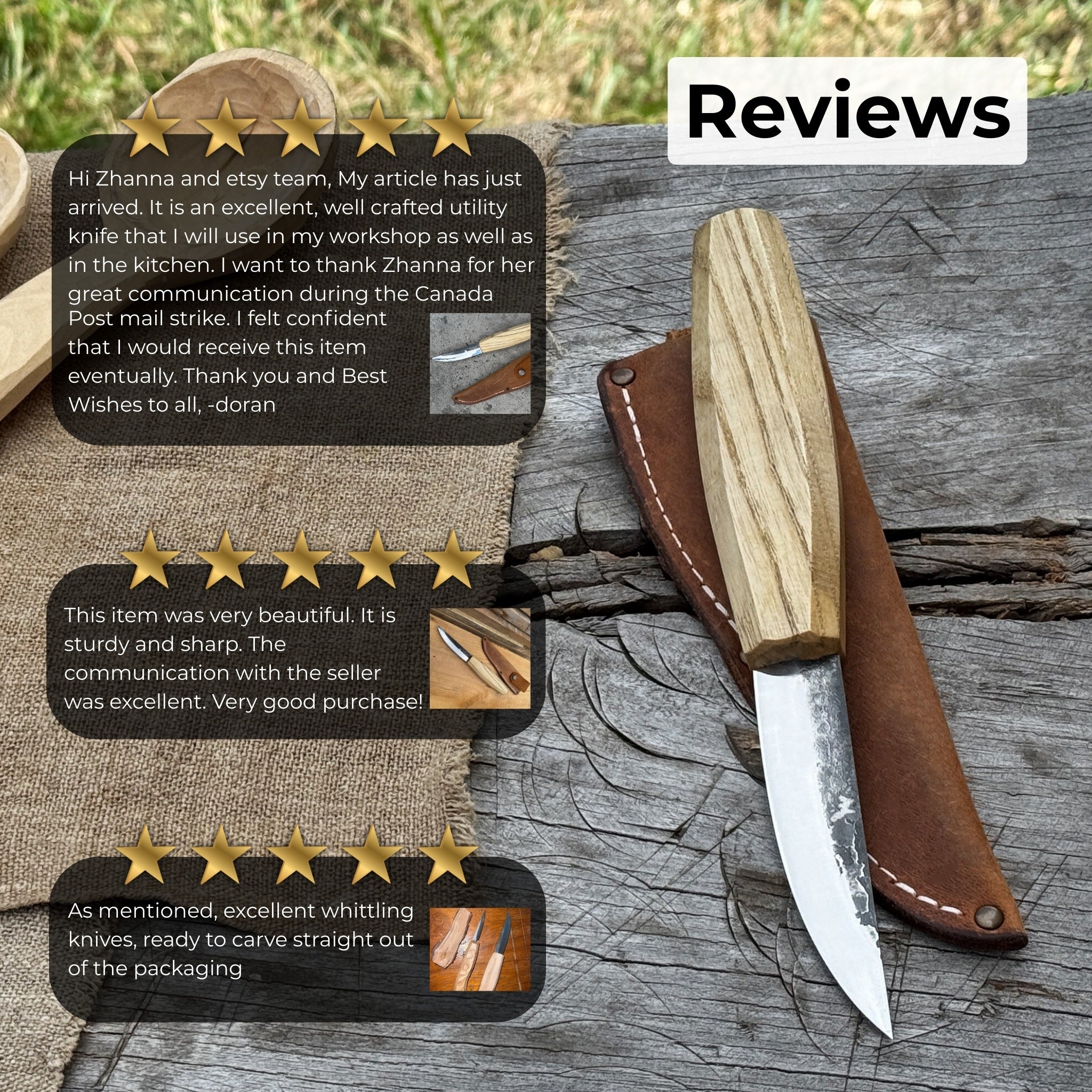 Hand-Forged Sloyd Knife, 9 cm (3.54 inches)