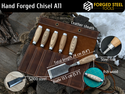 6-Piece Hand-Forged Wood Carving Chisel Set - Forged Steel Tools