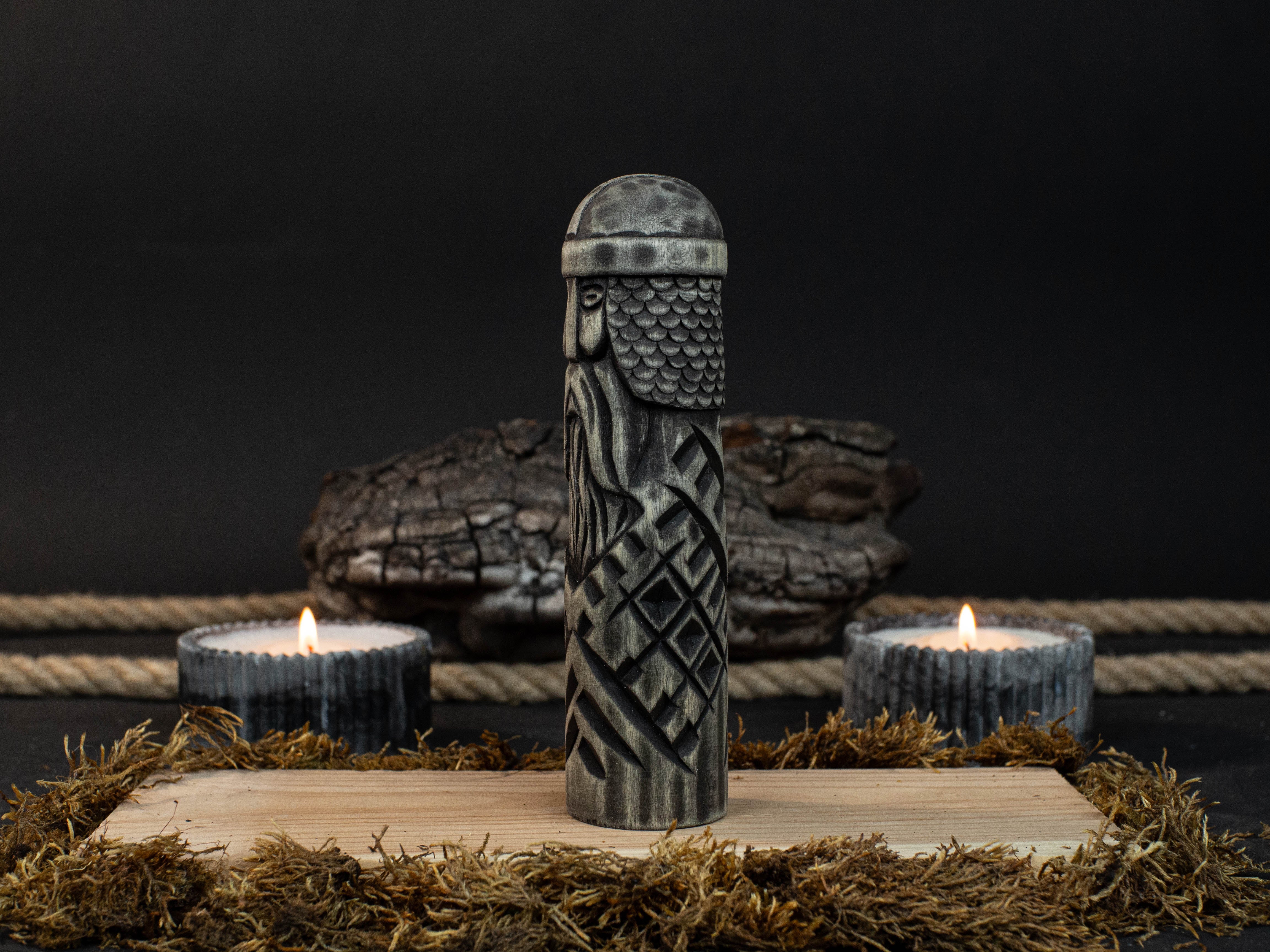 Hand-Carved Baldr Wooden Figurine – Norse God of Light and Purity
