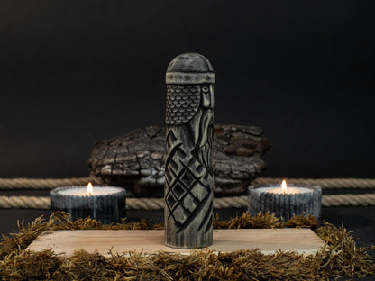 Hand-Carved Baldr Wooden Figurine – Norse God of Light and Purity