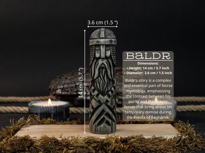 Hand-Carved Baldr Wooden Figurine – Norse God of Light and Purity