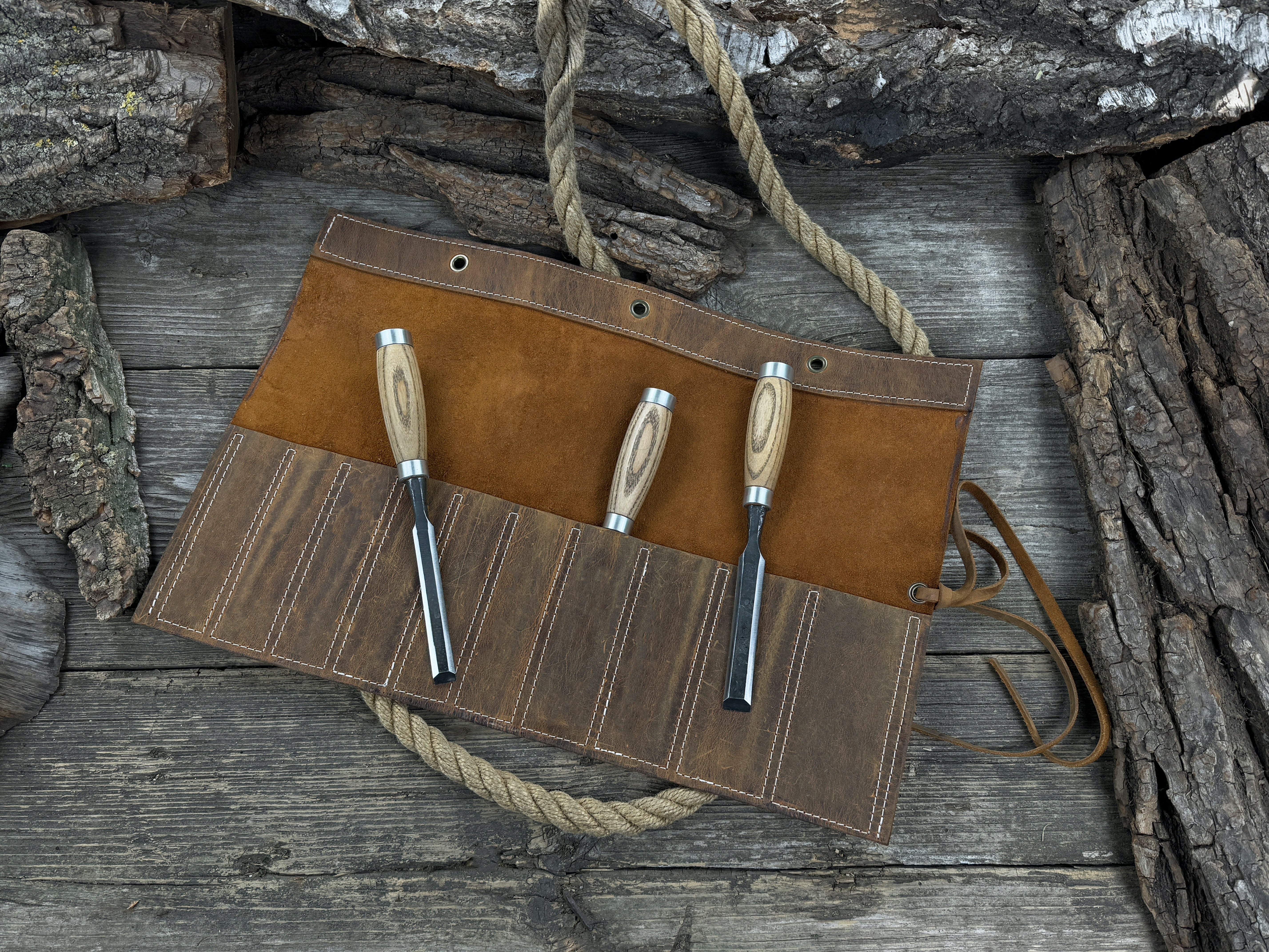 10 Pocket Leather Chisel Roll