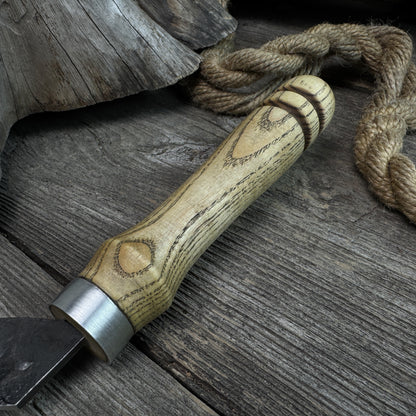 Hand-Forged Large Sickle, ⌀19 cm (7.5 inches) Blade, Leather Belt Attachment