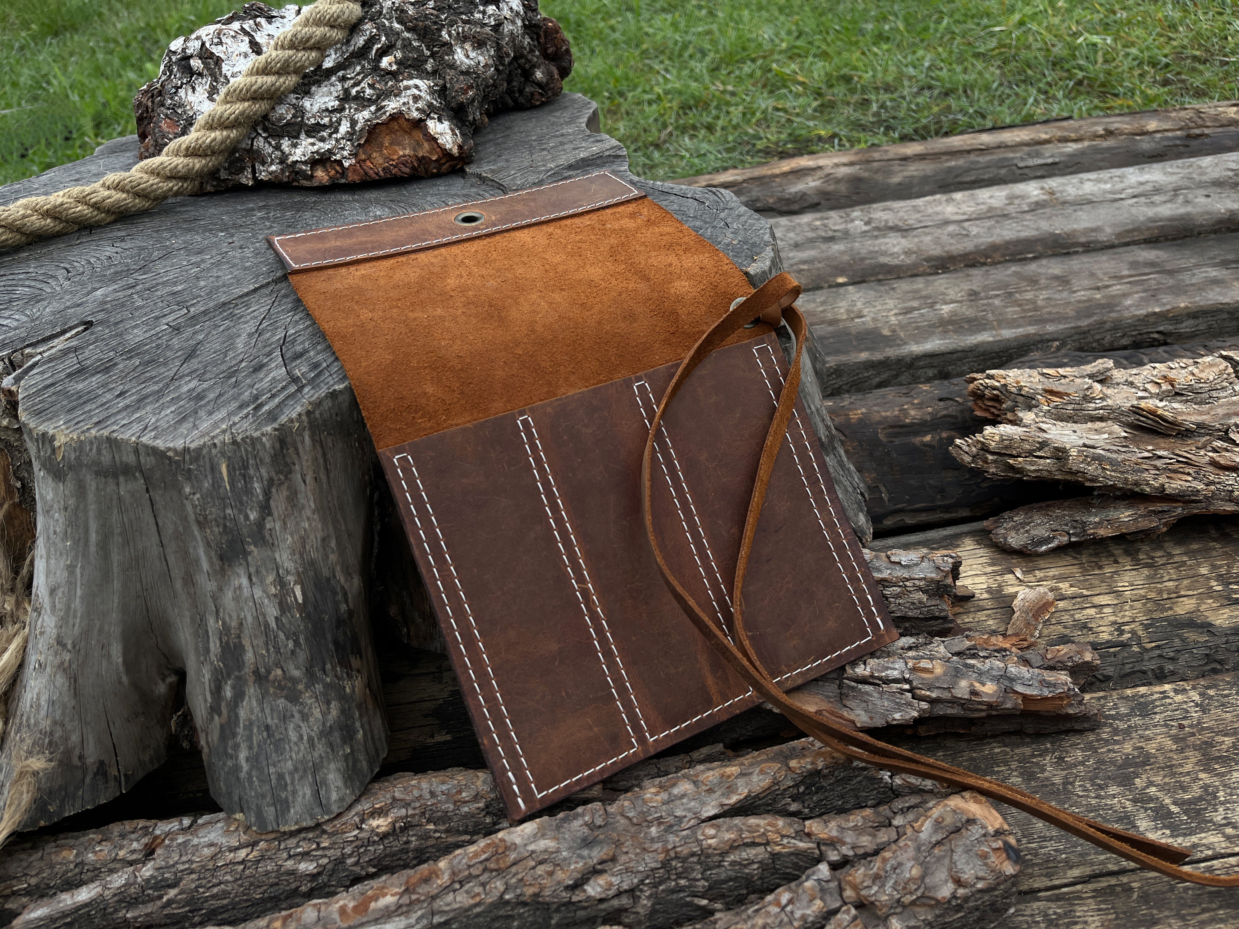 Leather Tool Roll 3 Pockets - Forged Steel Tools