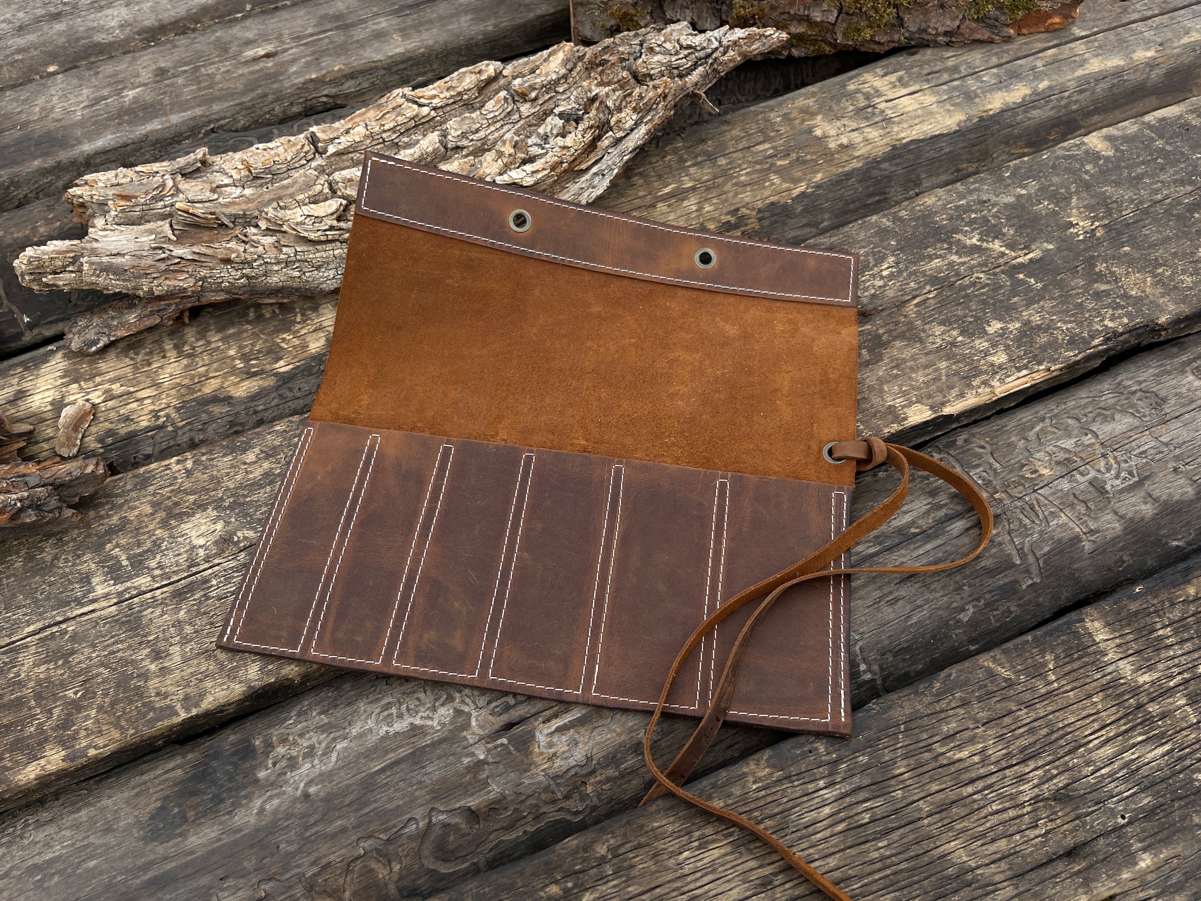 Leather Tool Roll 6 Pockets - Forged Steel Tools