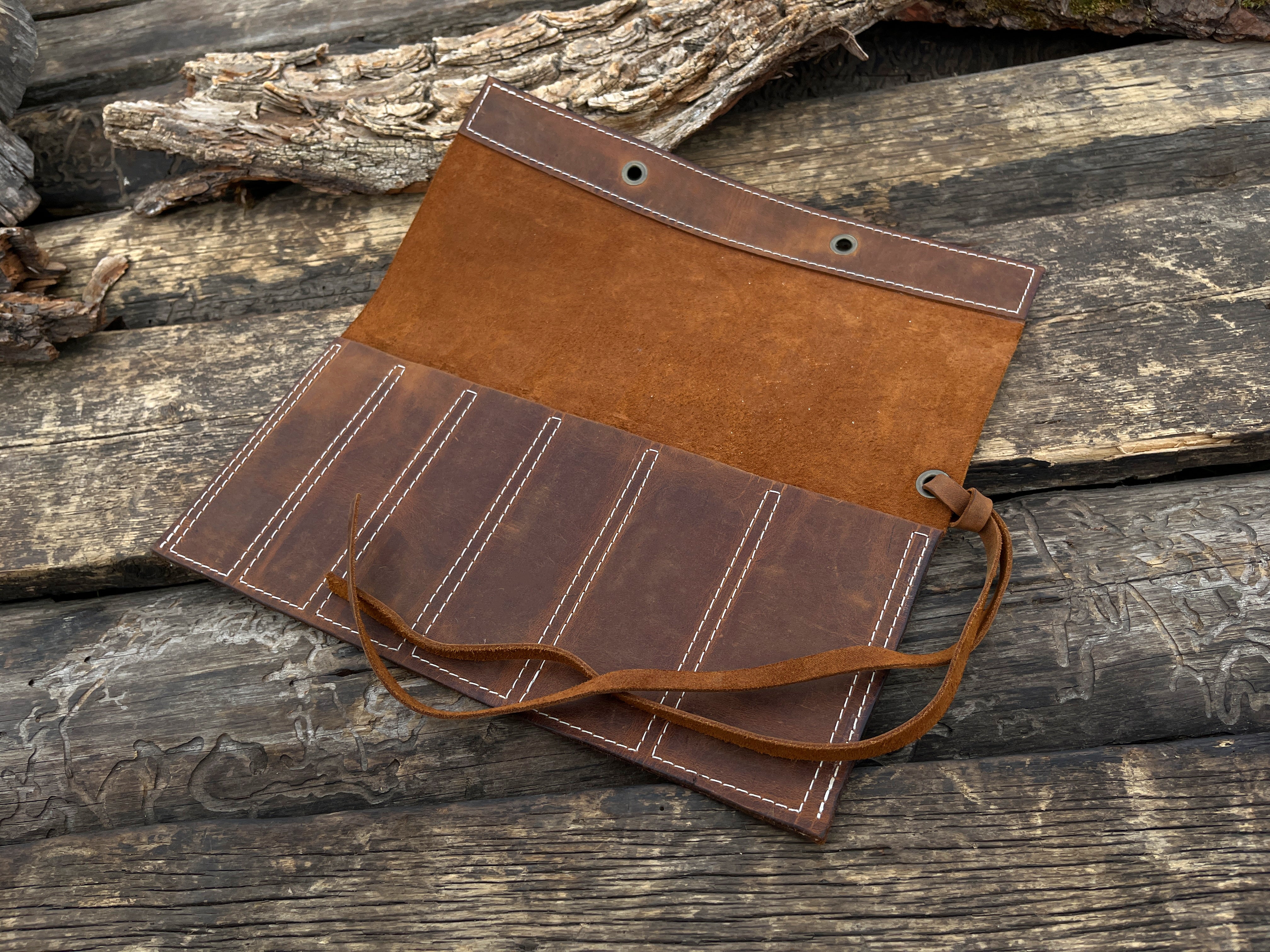 Leather Tool Roll 6 Pockets - Forged Steel Tools