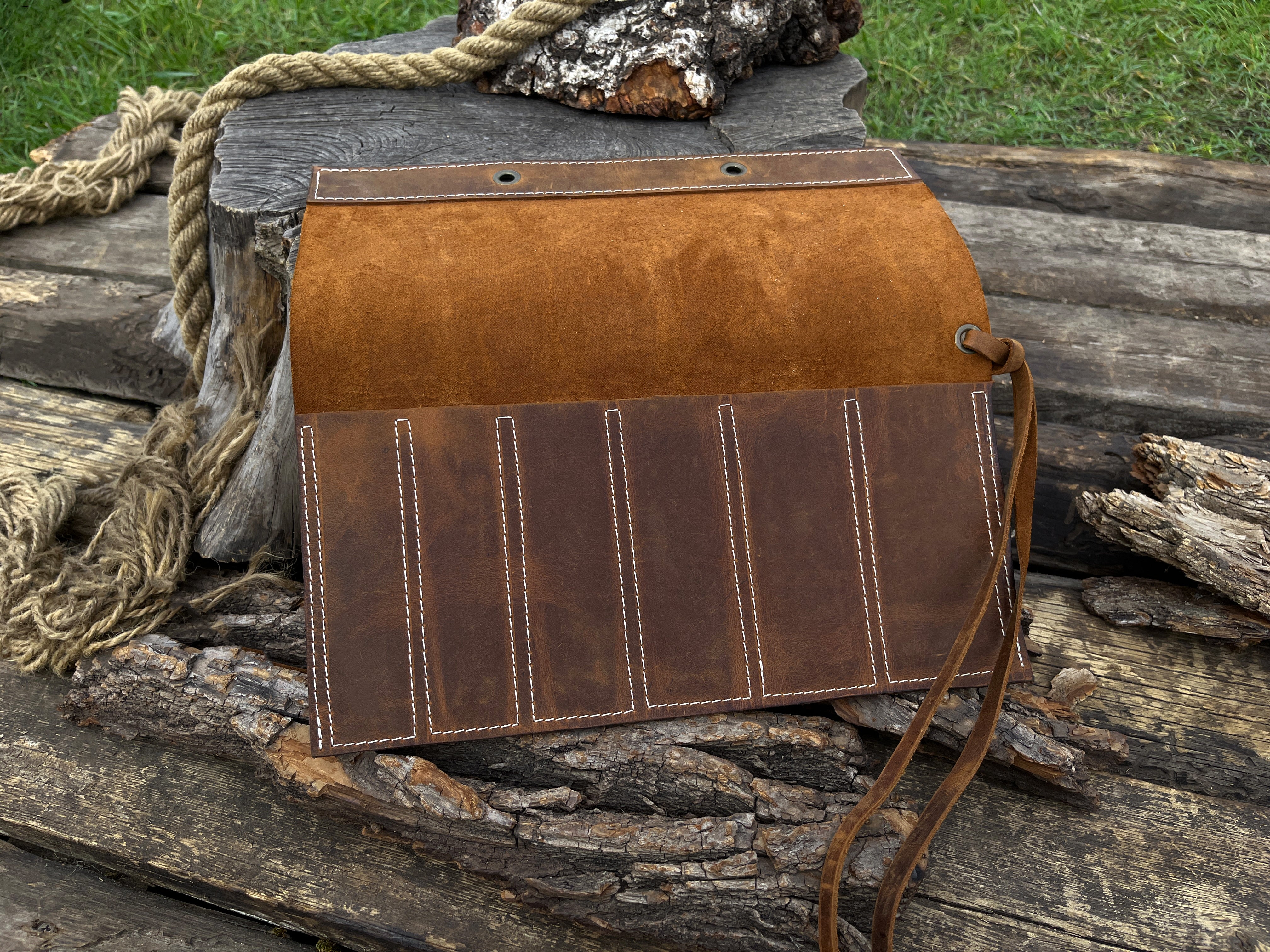 Leather Tool Roll 6 Pockets - Forged Steel Tools