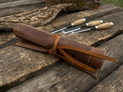 Leather Tool Roll 6 Pockets - Forged Steel Tools