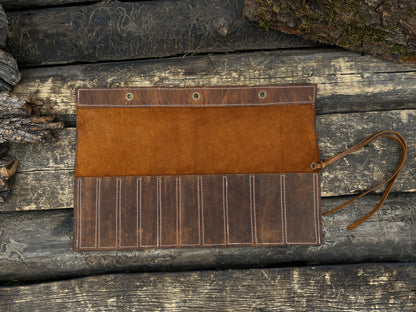 Leather Tool Roll 10 Pockets - Forged Steel Tools