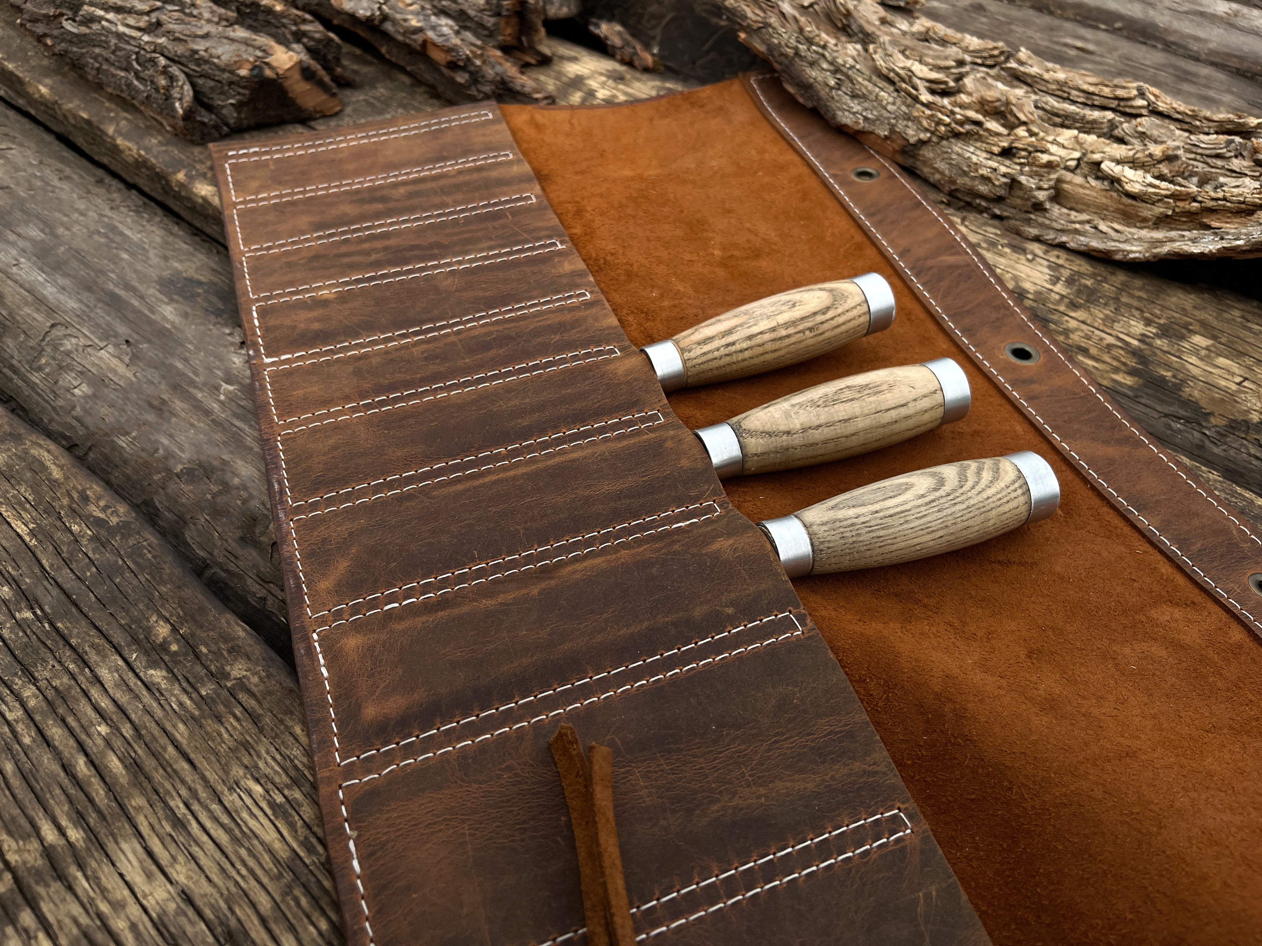 Leather Tool Roll 10 Pockets - Forged Steel Tools