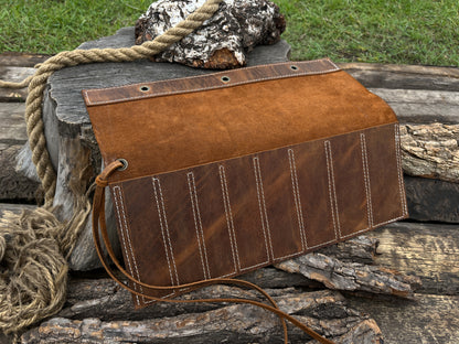 Leather Tool Roll 8 Pockets - Forged Steel Tools