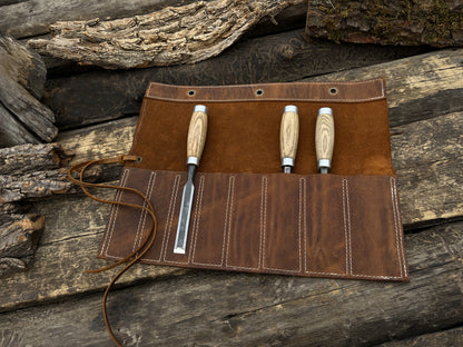 Leather Tool Roll 8 Pockets - Forged Steel Tools