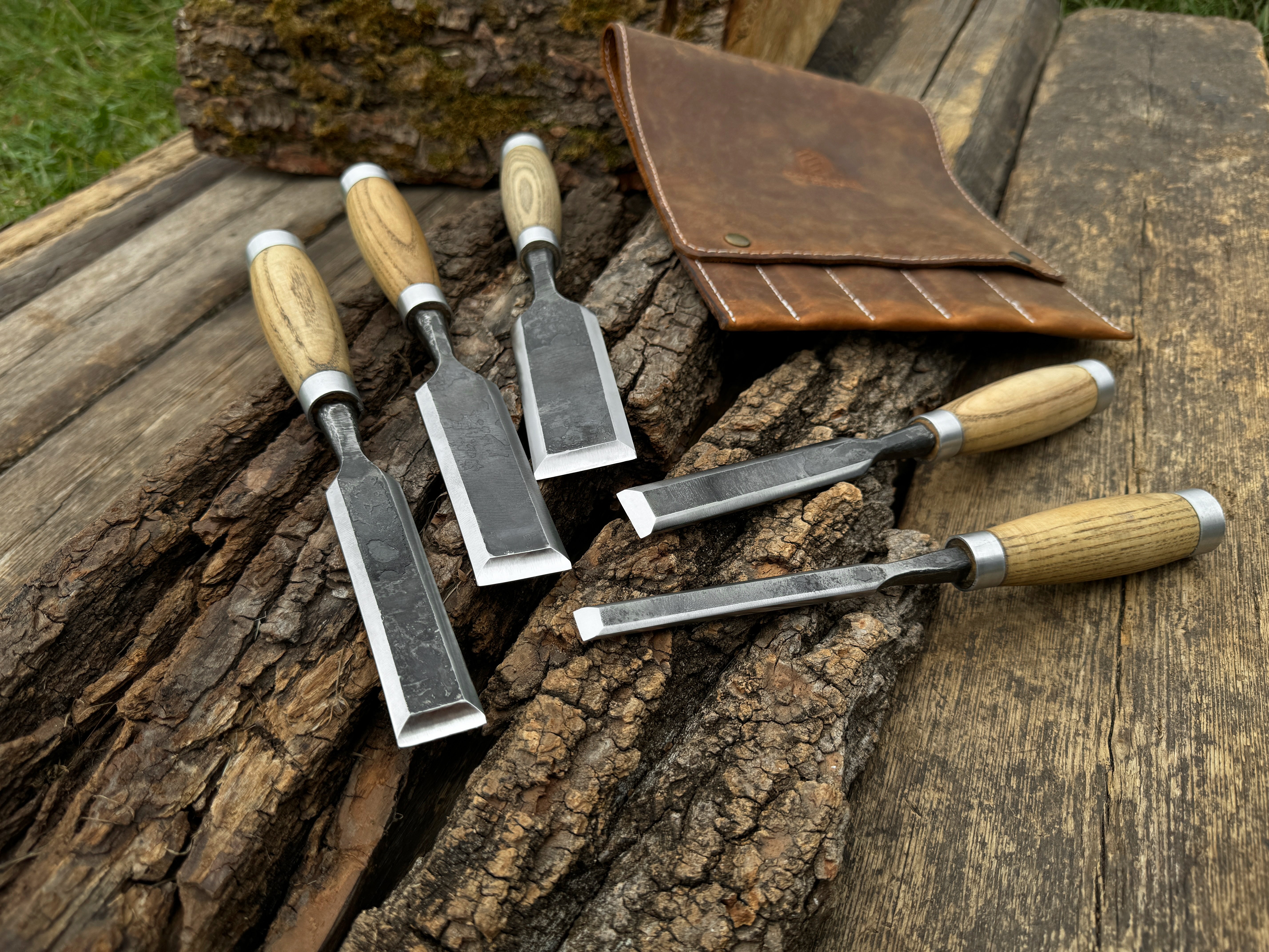 5-Piece Hand-Forged Wood Carving Chisel Set - Forged Steel Tools