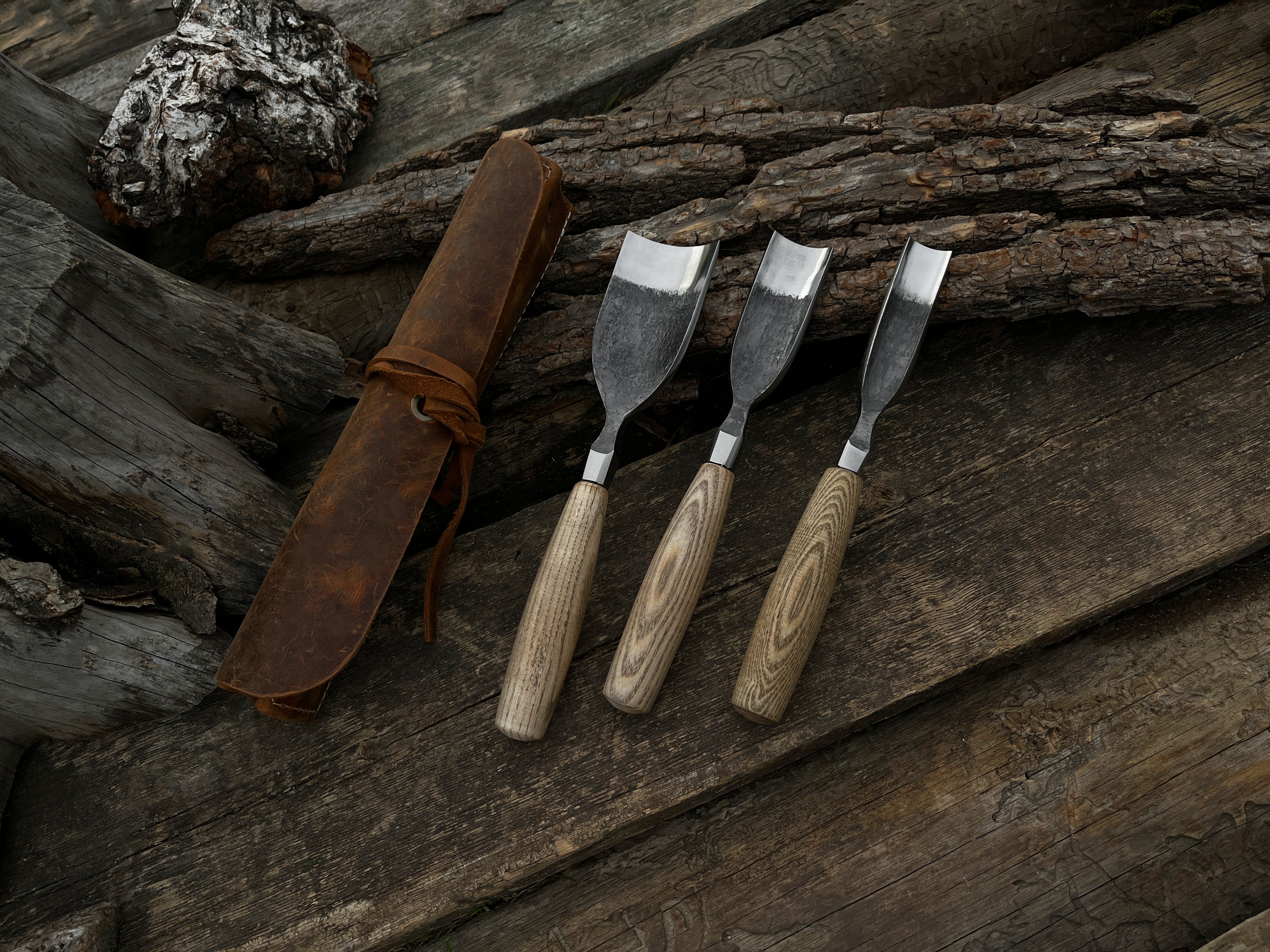 3-Piece Hand-Forged Straight Rounded Chisel Set - Forged Steel Tools