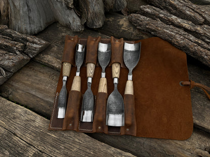 6-Piece Hand-Forged Straight Rounded Chisel Set - Forged Steel Tools