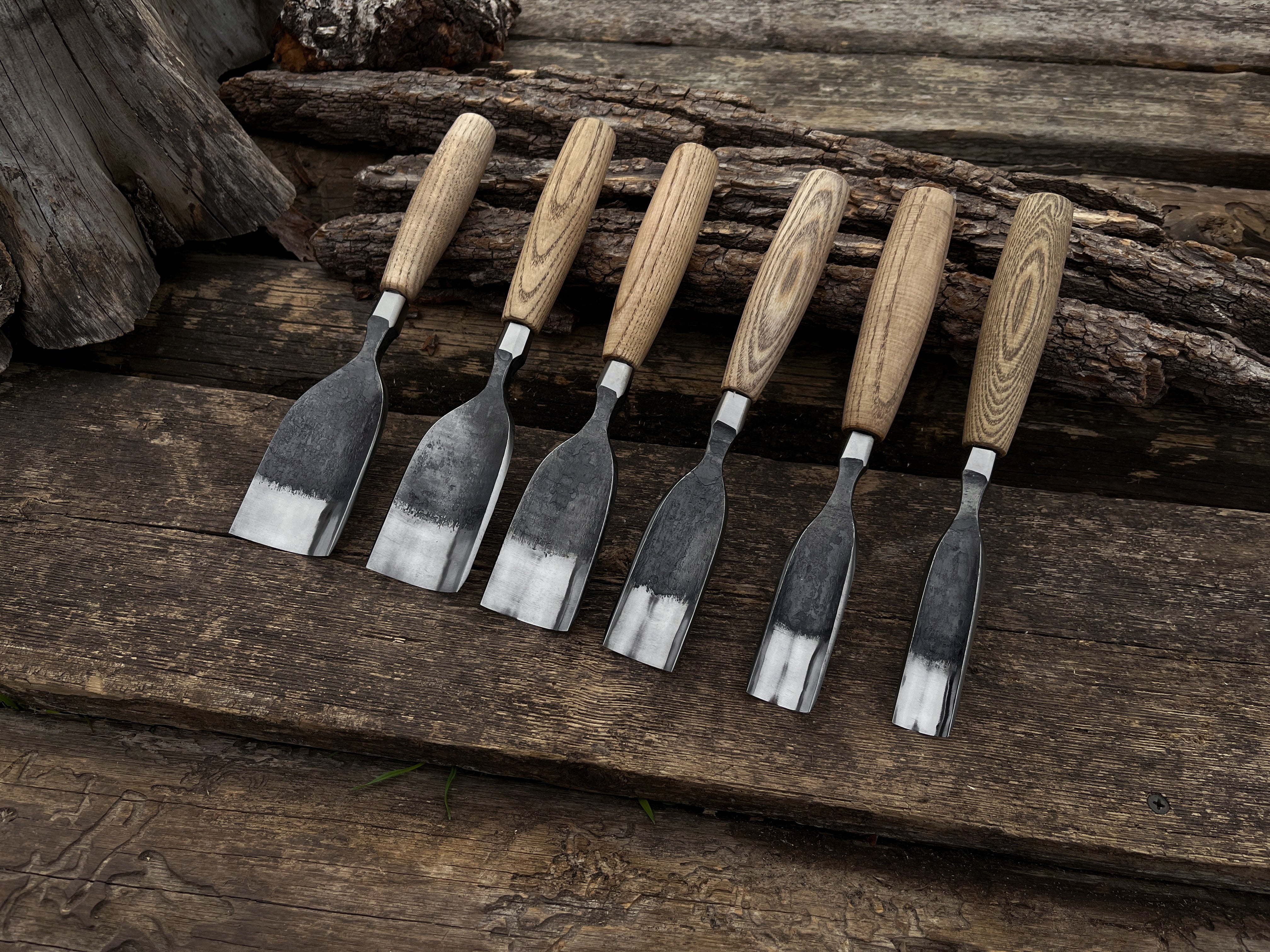 6-Piece Hand-Forged Straight Rounded Chisel Set - Forged Steel Tools