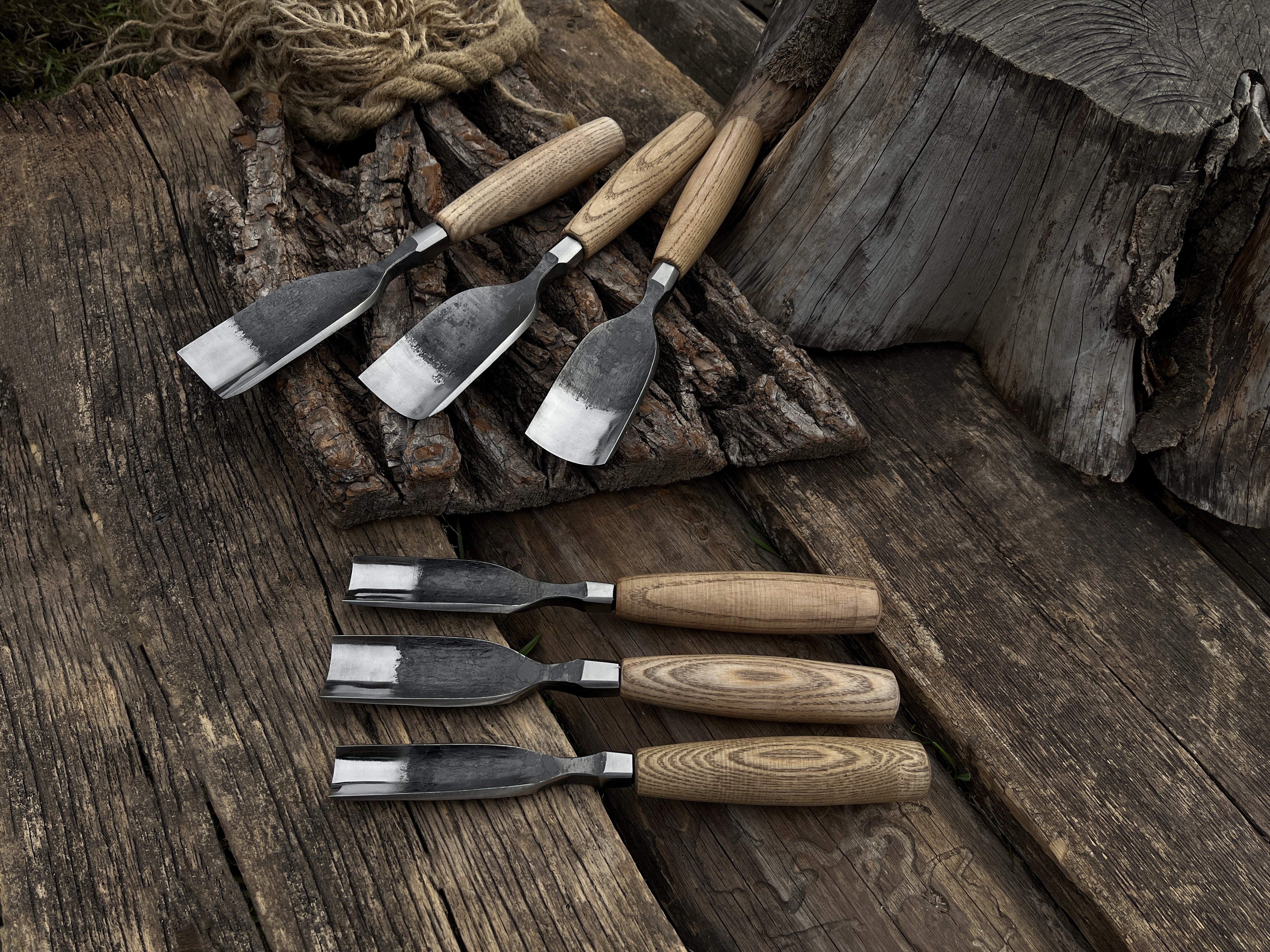 6-Piece Hand-Forged Straight Rounded Chisel Set - Forged Steel Tools