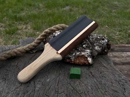 Dual-Sided Leather Paddle Strop For Hook Knives & Gouges - Forged Steel Tools