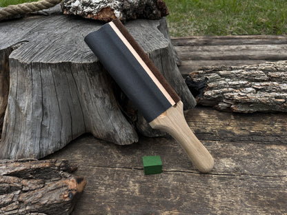 Dual-Sided Leather Paddle Strop For Hook Knives & Gouges - Forged Steel Tools