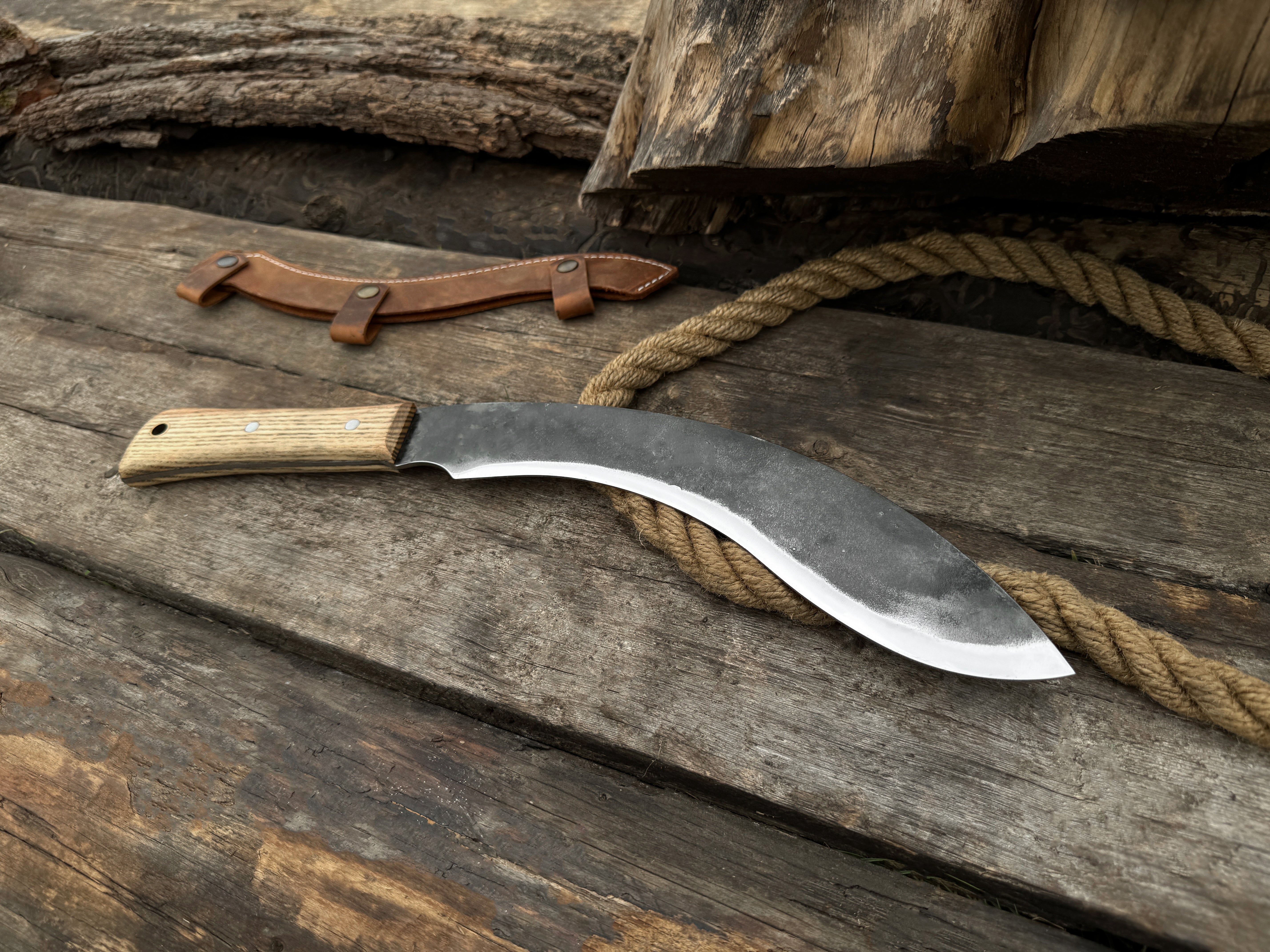 Hand-Forged Bushcraft Knife, 25 cm (9.8 inches) - Forged Steel Tools